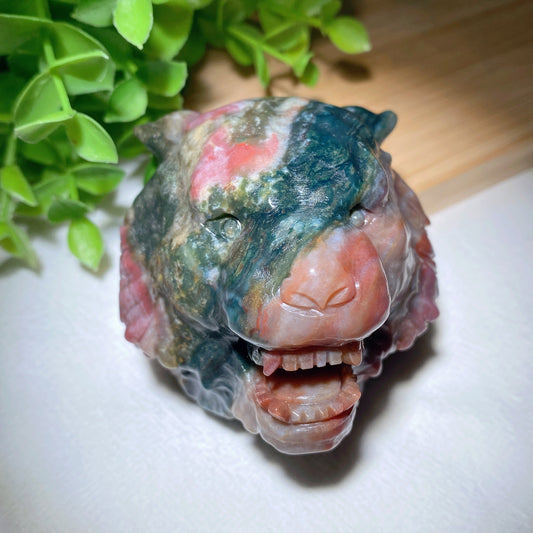 2.4" Ocean Jasper Tiger Head Carving Bulk Wholesale