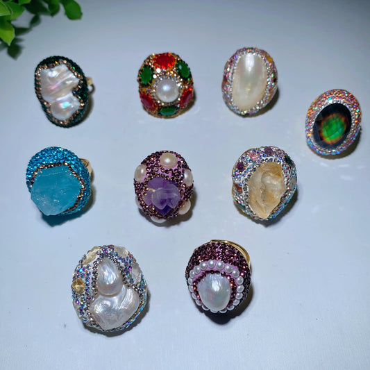 Mixed Crystal Rings Bulk Wholesale
