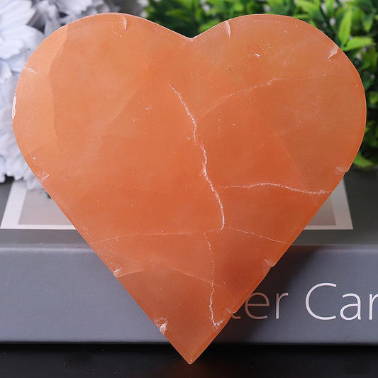 5" Peach Selenite Heart Shape Carving Wholesale Crystals