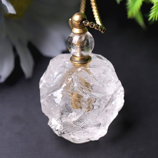 Raw Clear Quartz Perfume Bottle Necklace DIY Wholesale Crystals