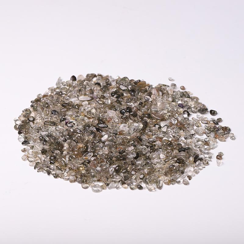 0.1kg 5-7mm Natural Green Rutiled Quartz Chips Wholesale Crystals