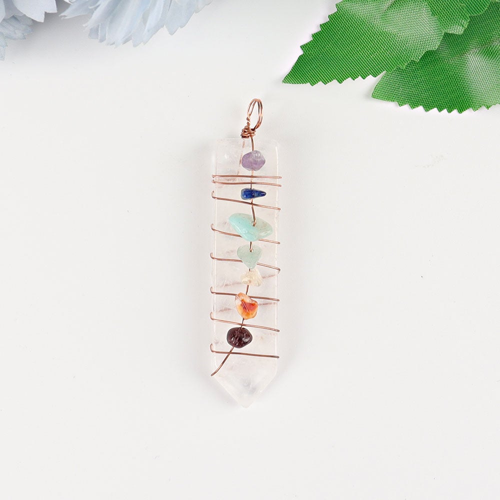 2" Chakra Wire Wrapped Pendant Wholesale Crystals