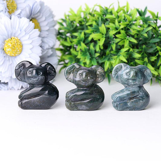2" Moss Agate Koala Crystal Carving Wholesale Crystals