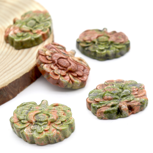 Hand Carved Unakite Crystal Flowers Wholesale Crystals