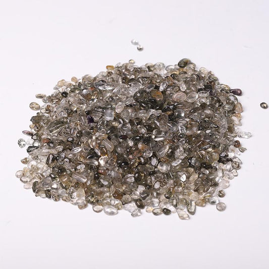 0.1kg 5-7mm Natural Green Rutiled Quartz Chips Wholesale Crystals
