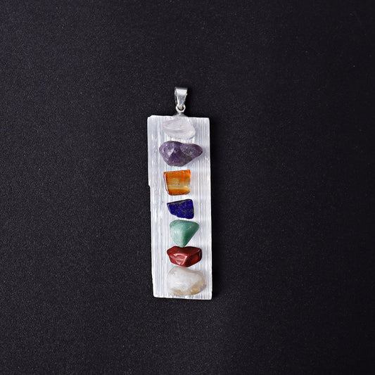 2" Selenite Stick with Chakra Decoration Pendant Wholesale Crystals