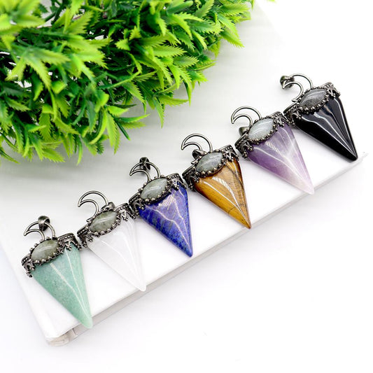 Crystal and Gem Stone Moon Pendants Wholesale Crystals