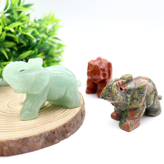 Carved Healing Crystals Gemstones Elephant Statue Figurine Wholesale Crystals