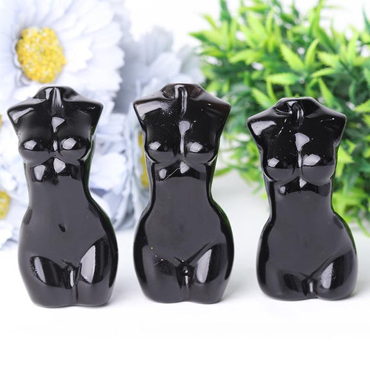 3" Black Obsidian Woman Model Body Crystal Carvings Wholesale Crystals