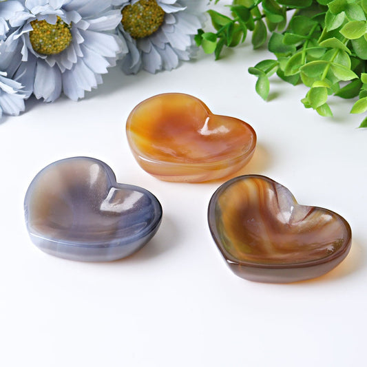 2.1" Agate Heart Shape Bowl Crystal Carvings Wholesale Crystals