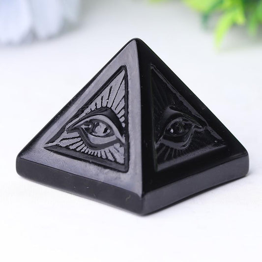 1.6" Black Obsidian Pyramid Crystal Carvings Wholesale Crystals