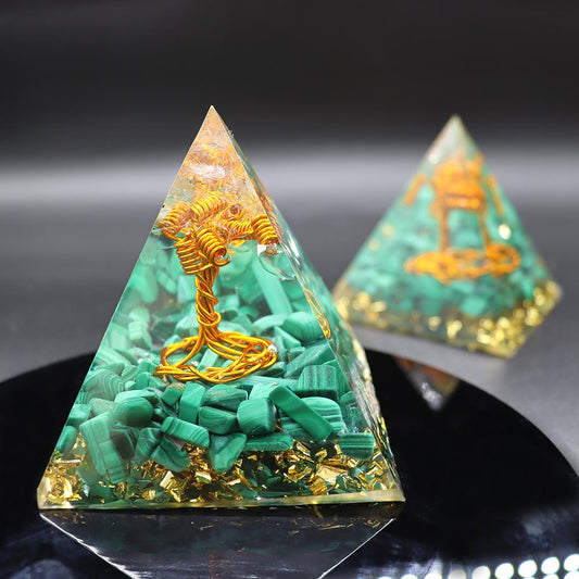 Tree of life Infused Malachite Crystal Chips Pyramid Wholesale Crystals