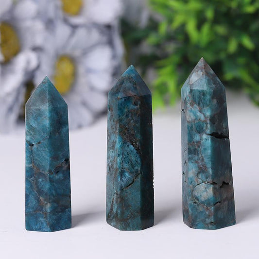 Natural Blue Apatite Point Healing Crystal Tower Wholesale Crystals