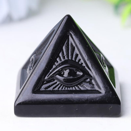 1.6" Black Obsidian Pyramid Crystal Carvings Wholesale Crystals