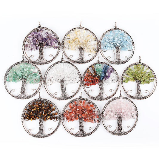 Healing Crystal Jewelry Tree of Life Wire Wrapped Pendant Wholesale Crystals