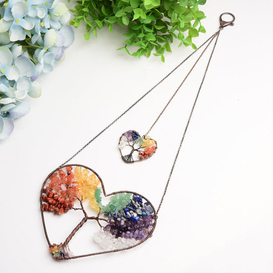 5.5" Heart Shape Chakra Crystal Hanging Ornament Bulk Wholesale  Wholesale Crystals