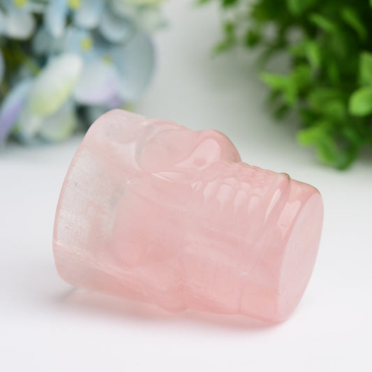 2.8" Rose Quartz Cup with Skull Carving Decor for Bulk Wholesale  Wholesale Crystals