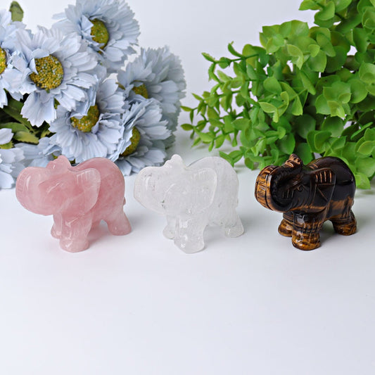 3" Elephant Crystal Carvings Wholesale Crystals