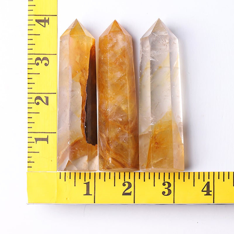 3.5" Set of 3 Golden Healer Crystal Points Wholesale Crystals