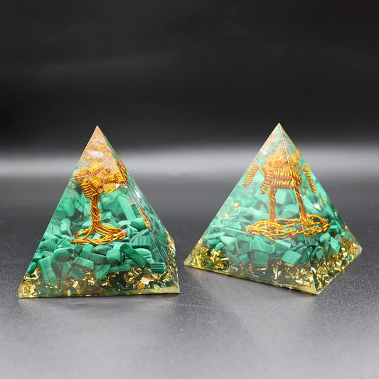 Tree of life Infused Malachite Crystal Chips Pyramid Wholesale Crystals