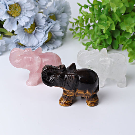 3" Elephant Crystal Carvings Wholesale Crystals