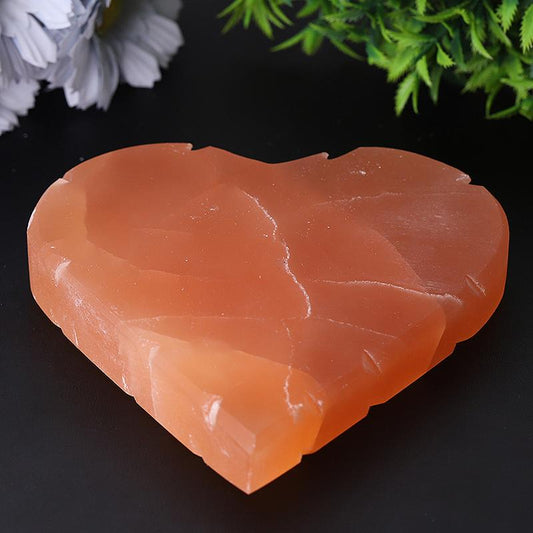 5" Peach Selenite Heart Shape Carving Wholesale Crystals