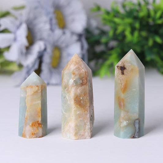 Natural Caribbean Calcite Points Meditation Sky Blue Crystal Point Healing Crystal Towers Wholesale Crystals