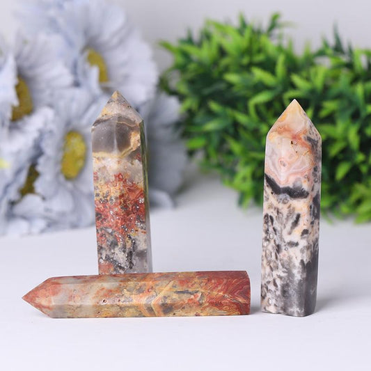 Natural Crystal Healing Wand Gemstone Point Crazy Agate Point Wholesale Crystals