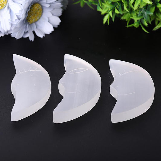 3.5"-4" Hand Carved Selenite Moon Wholesale Crystals