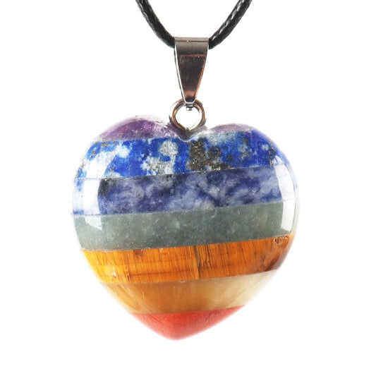 Seven Chakra Bounded Hearts Crystal Heart Pendant Wholesale Crystals