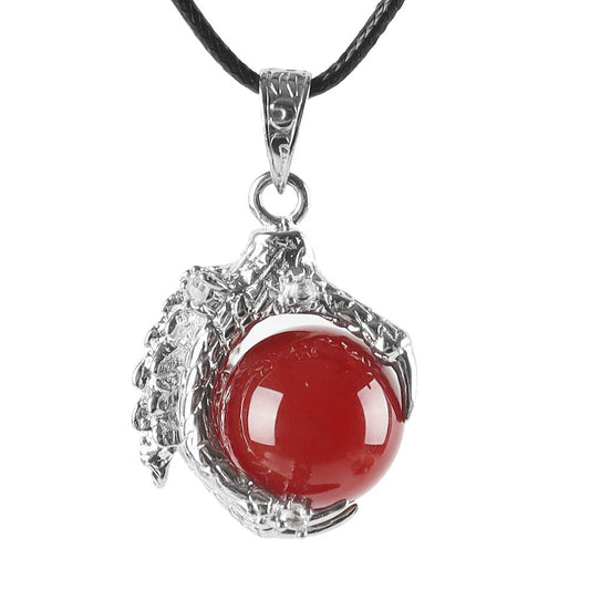 Dragon Paw Wrapped Red Chalcedony Round Ball Gemstone Crystal Pendant Wholesale Crystals