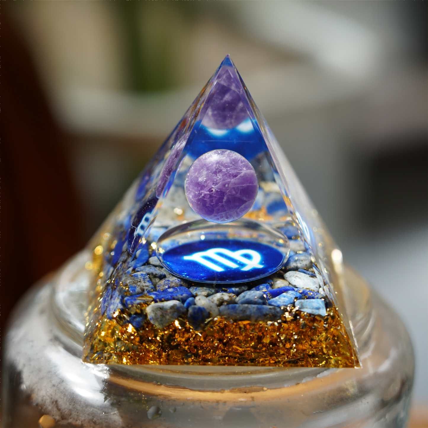 6cm Zodiac Orgone Resin Indused Crystal Chips Pyramid Free Form Bulk Wholesale