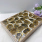 Half Cut Aura Golden Druzy Agate Geode Collection Box Bulk Wholesale