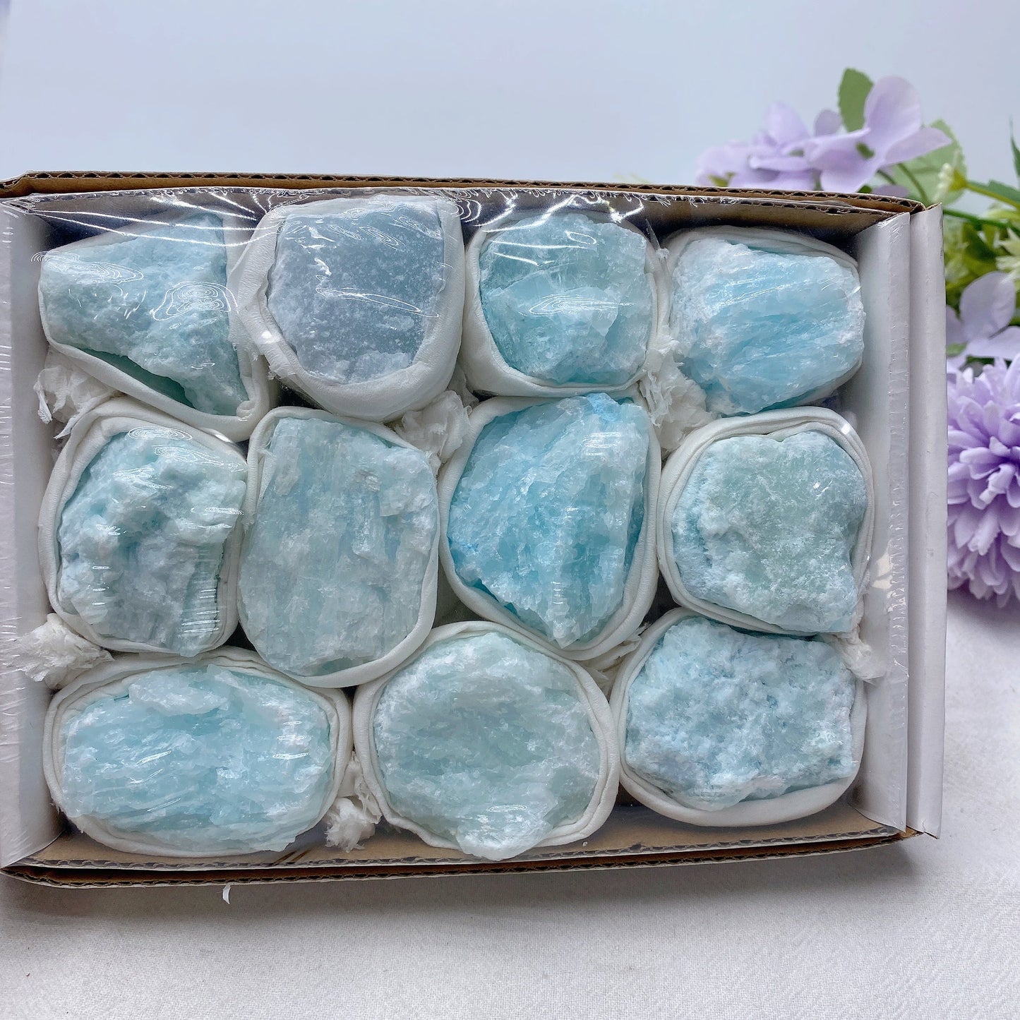 Blue Aragonite Raw Stone Collection Box Bulk Wholesale