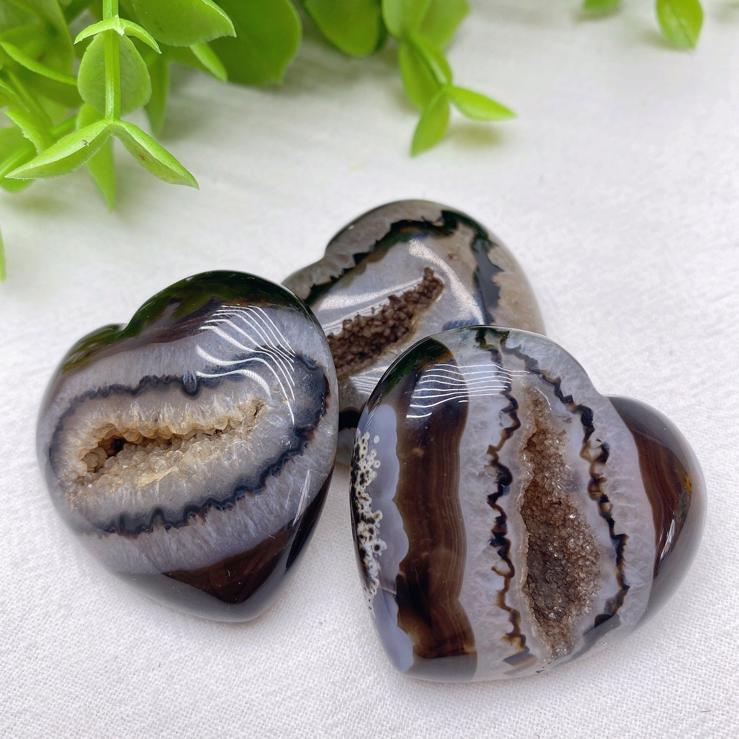 1.5" Druzy Black Agate Heart Bulk Wholesale