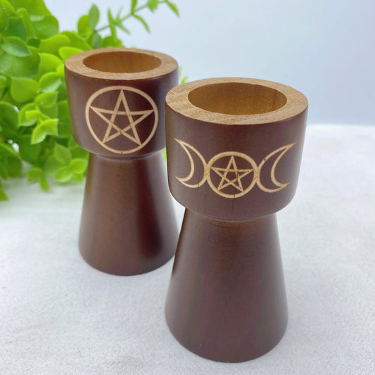 3.5" Wooden Candle Holder Bulk Wholesale