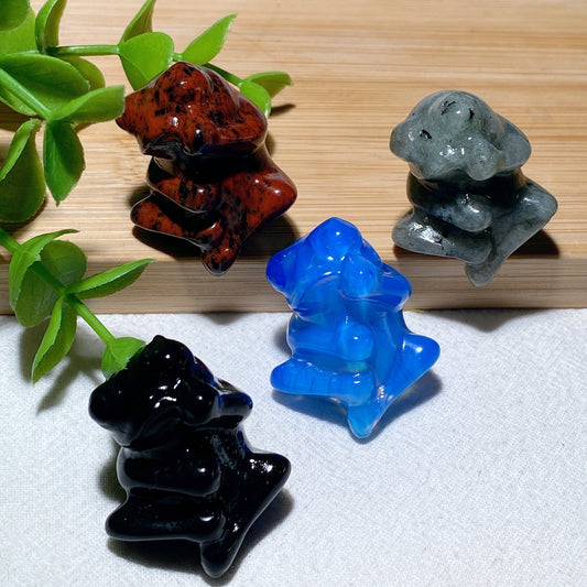 1.3" Mixed Crystal Tree Frog Carvings Bulk Wholesale