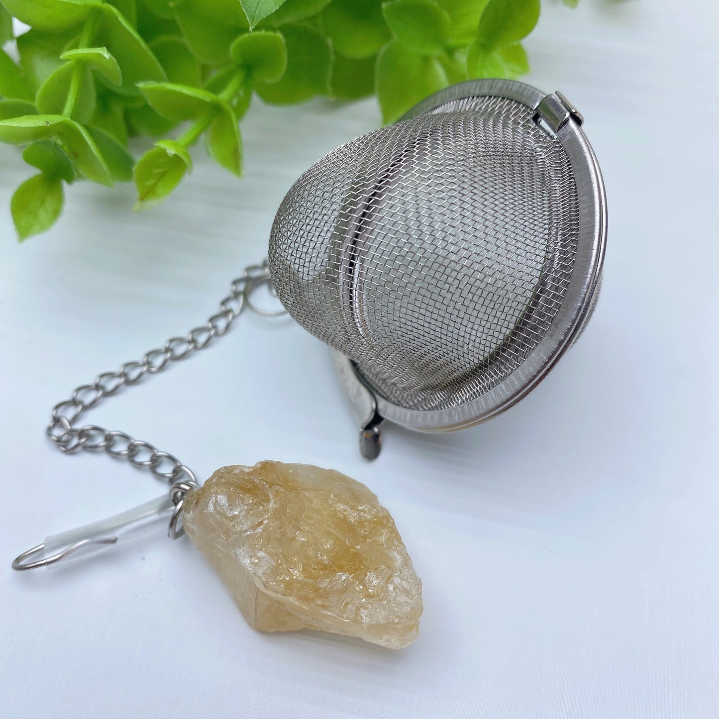 7.0" Tea-strainer with Crystal Raw Stone Decor Bulk Wholesale