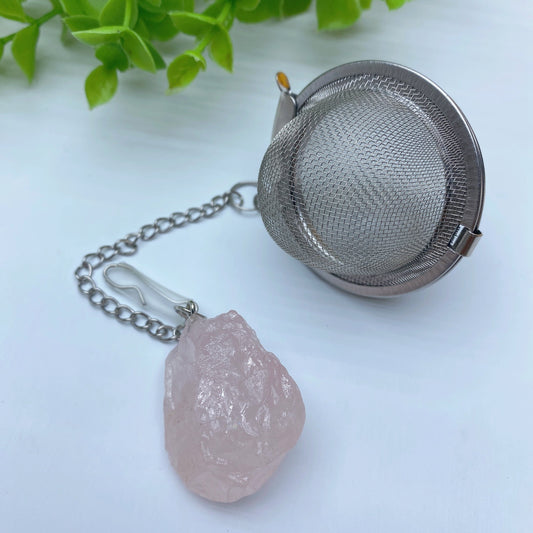 7.0" Tea-strainer with Crystal Raw Stone Decor Bulk Wholesale