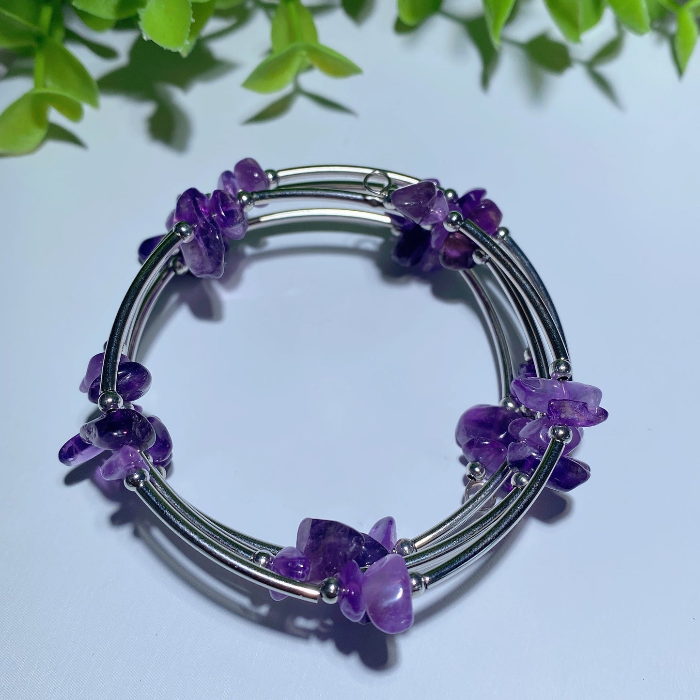 Adjustable Amethyst Aquamarine Chips Braceclet Bulk Wholesale