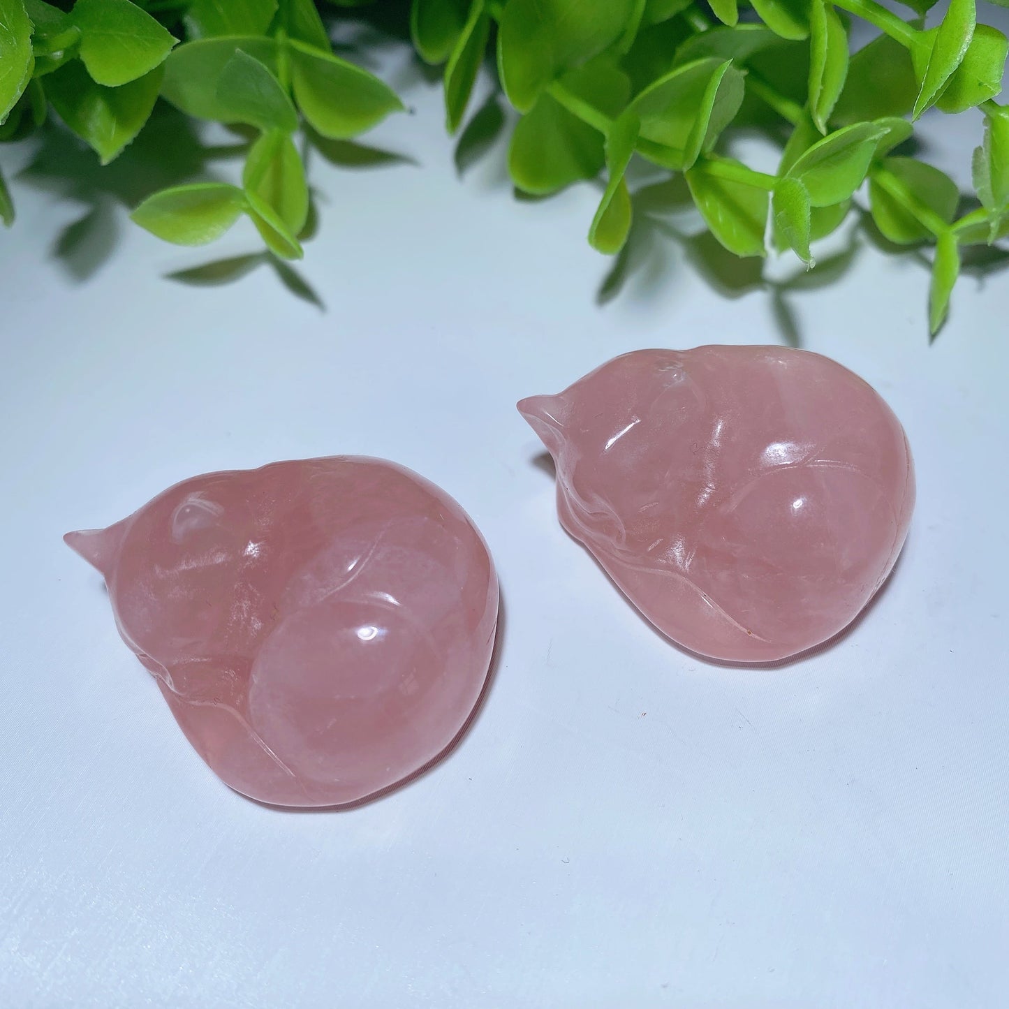 1.5" Rose Quartz Cat Carving Bulk Wholesale