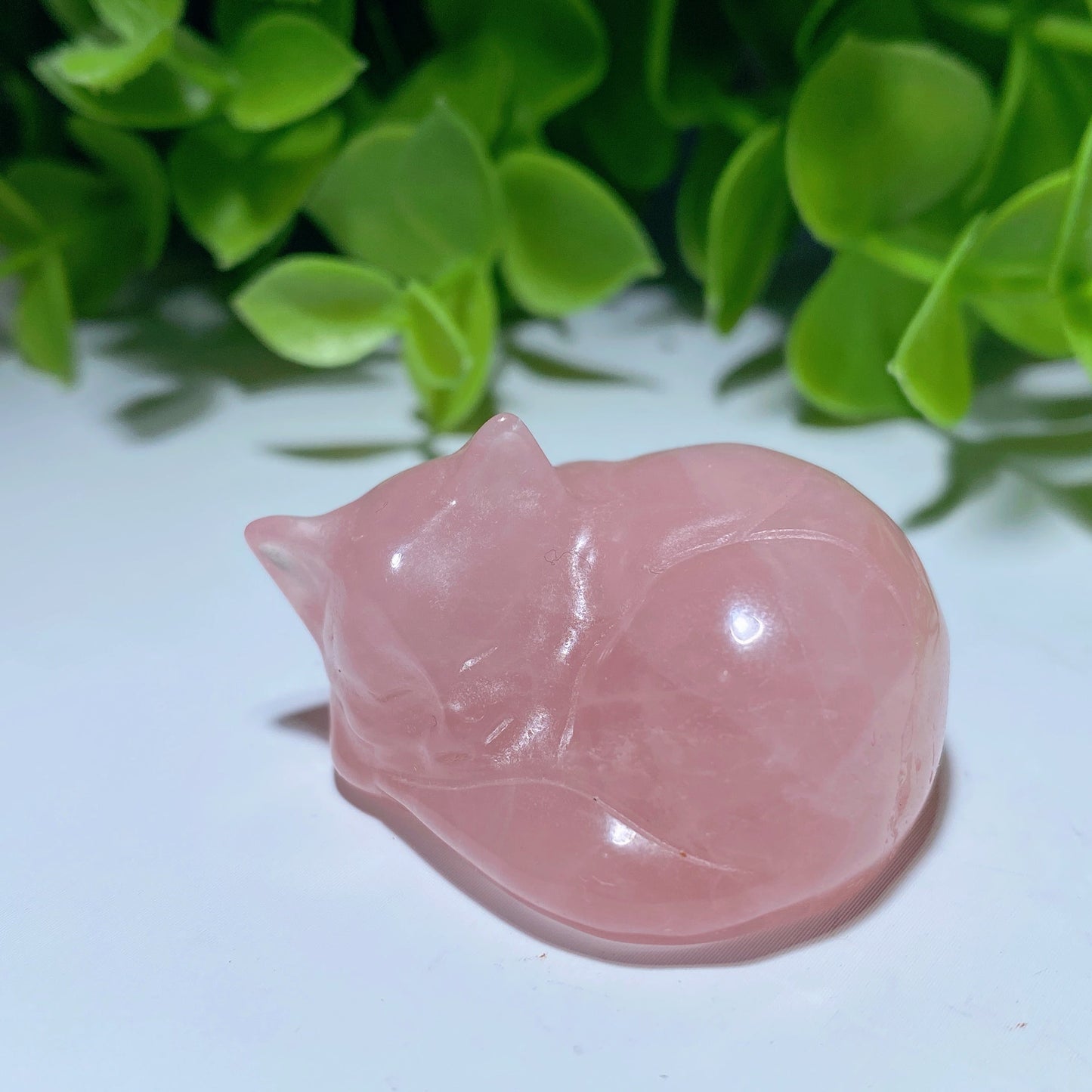 1.5" Rose Quartz Cat Carving Bulk Wholesale