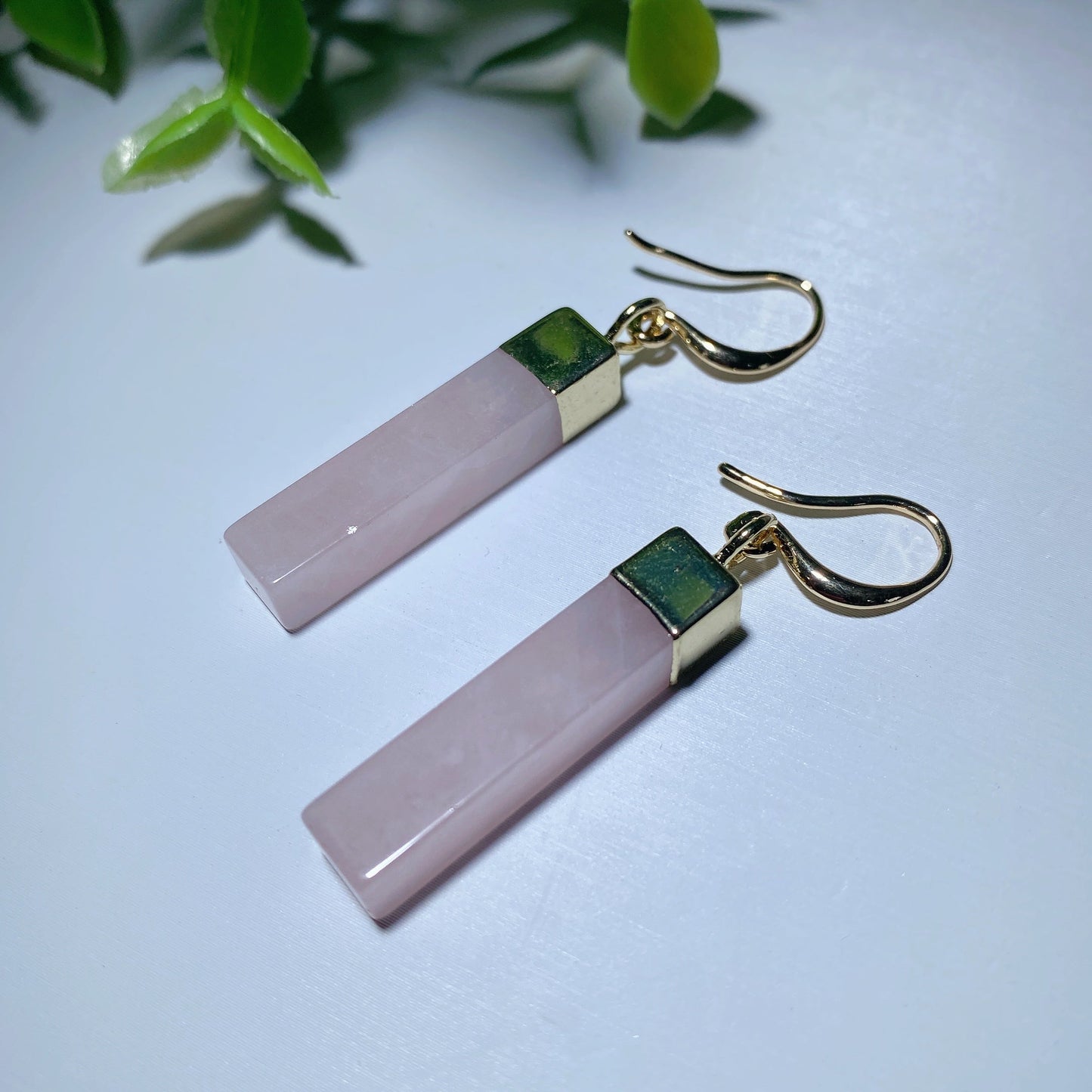 Rose Quartz Strip Earrings Bulk Wholesale