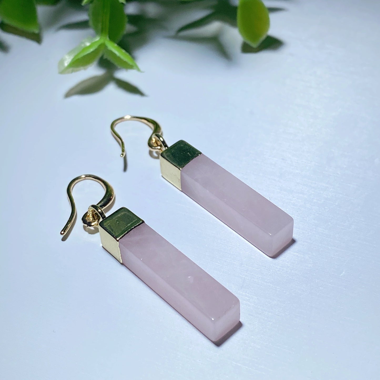 Rose Quartz Strip Earrings Bulk Wholesale