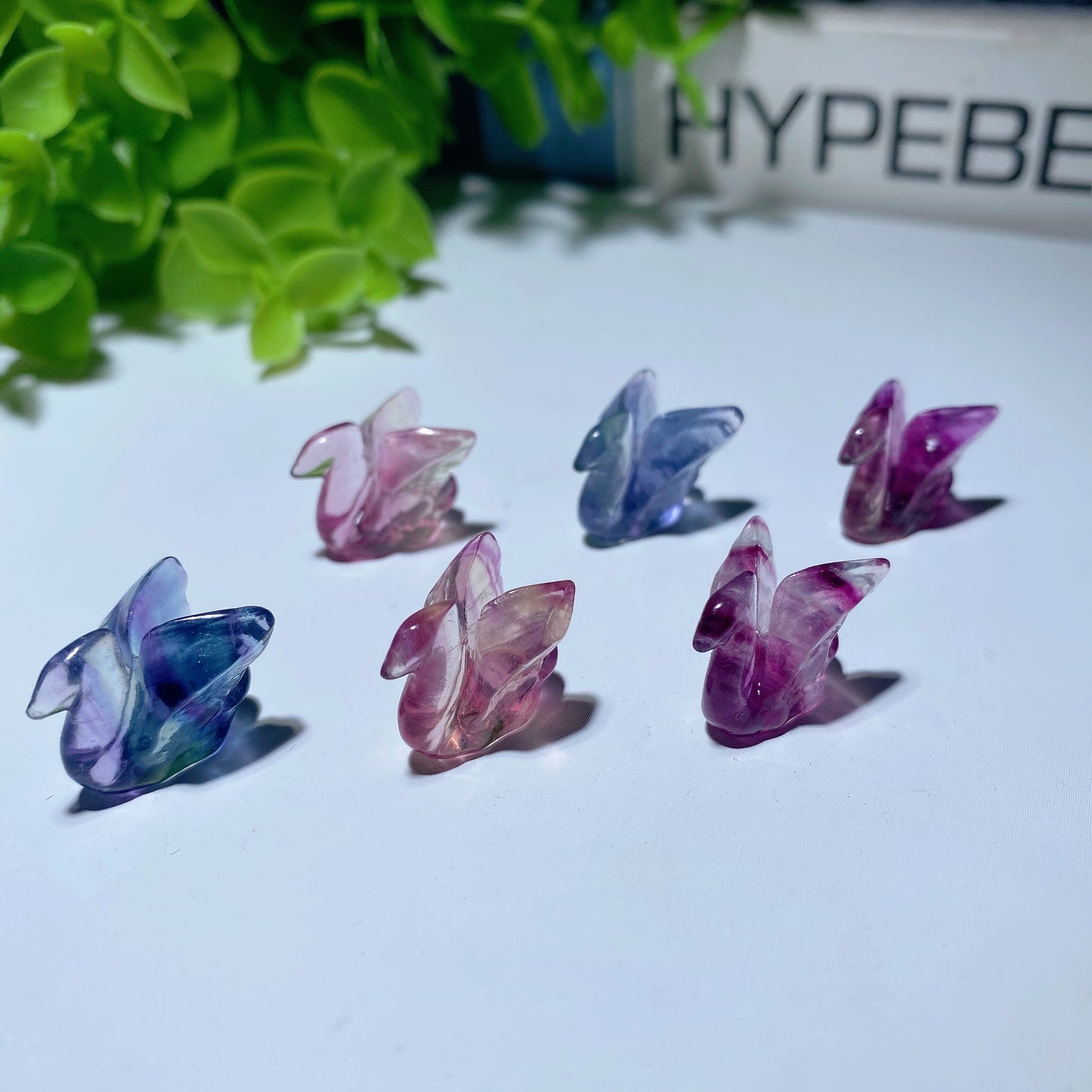 Mini Fluorite Swan Carvings for Jewelry DIY Bulk Wholesale