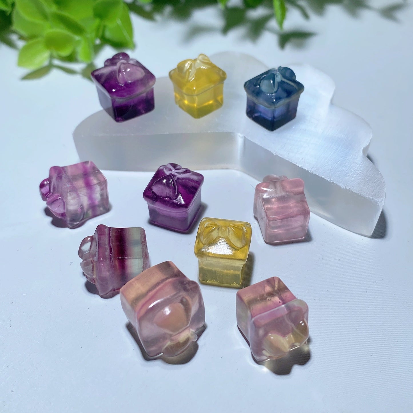 Mini Fluorite Gift-box Carvings for Jewelry DIY Bulk Wholesale