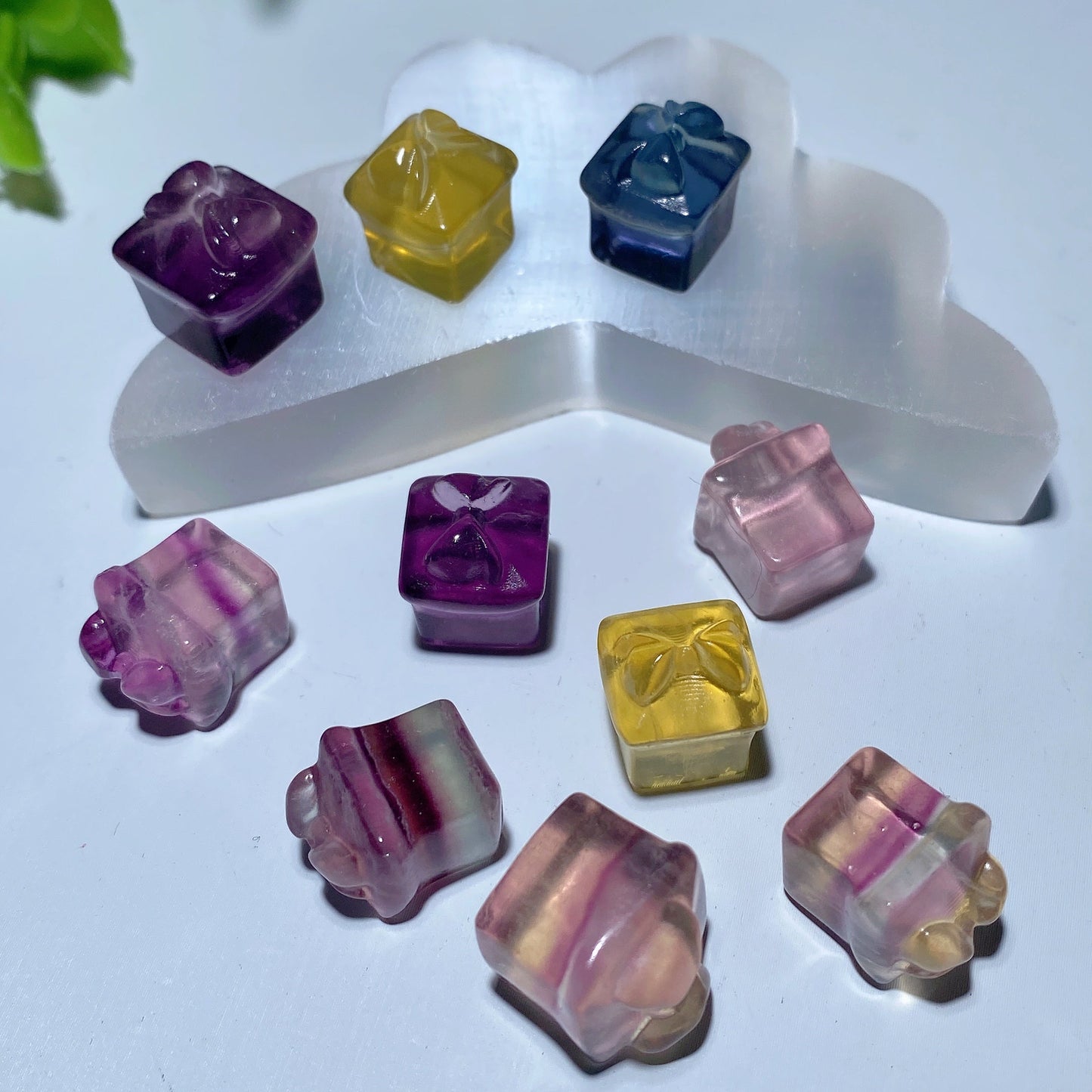 Mini Fluorite Gift-box Carvings for Jewelry DIY Bulk Wholesale