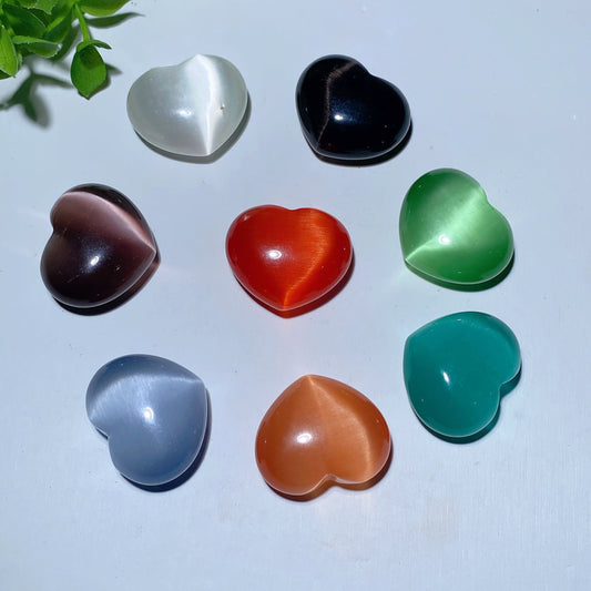 1.2" Mixed Cat's Eye Heart Bulk Wholesale