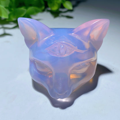 1.8" Mixed Crystal Cat Head Carvings Bulk Wholesale