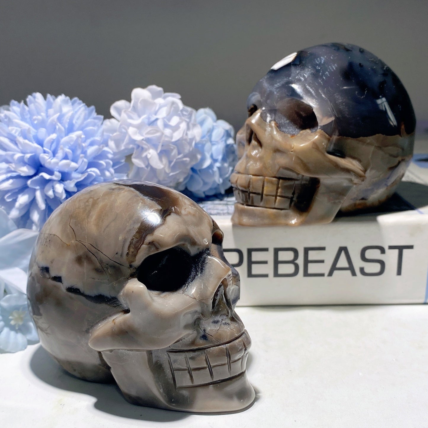 3.4" Volcanno Agate Skull Carvings Bulk Wholesale